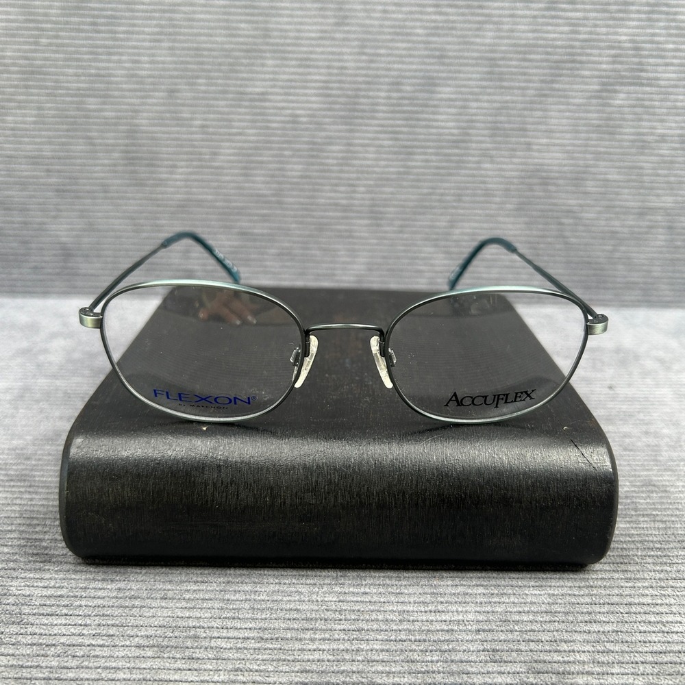 Flexon Accuflex Titanium Y2k Eyeglasses Dark Teal Oval Frames Japan Made